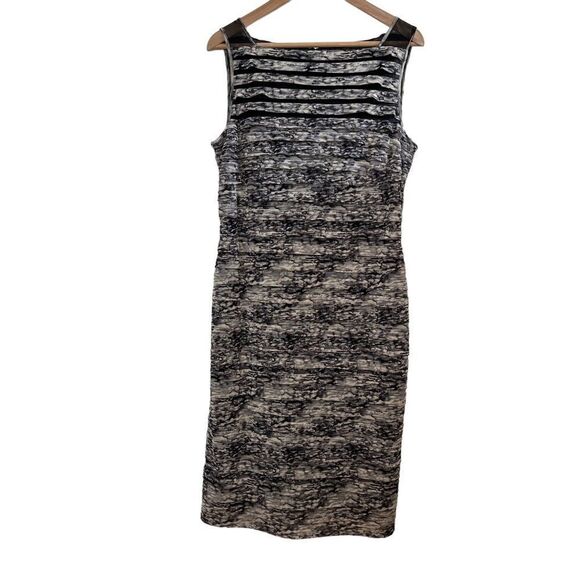 NWT Adrianna Papell Partial Tuck Net Sleeveless Dress in Gym size 14 - Picture 1 of 10
